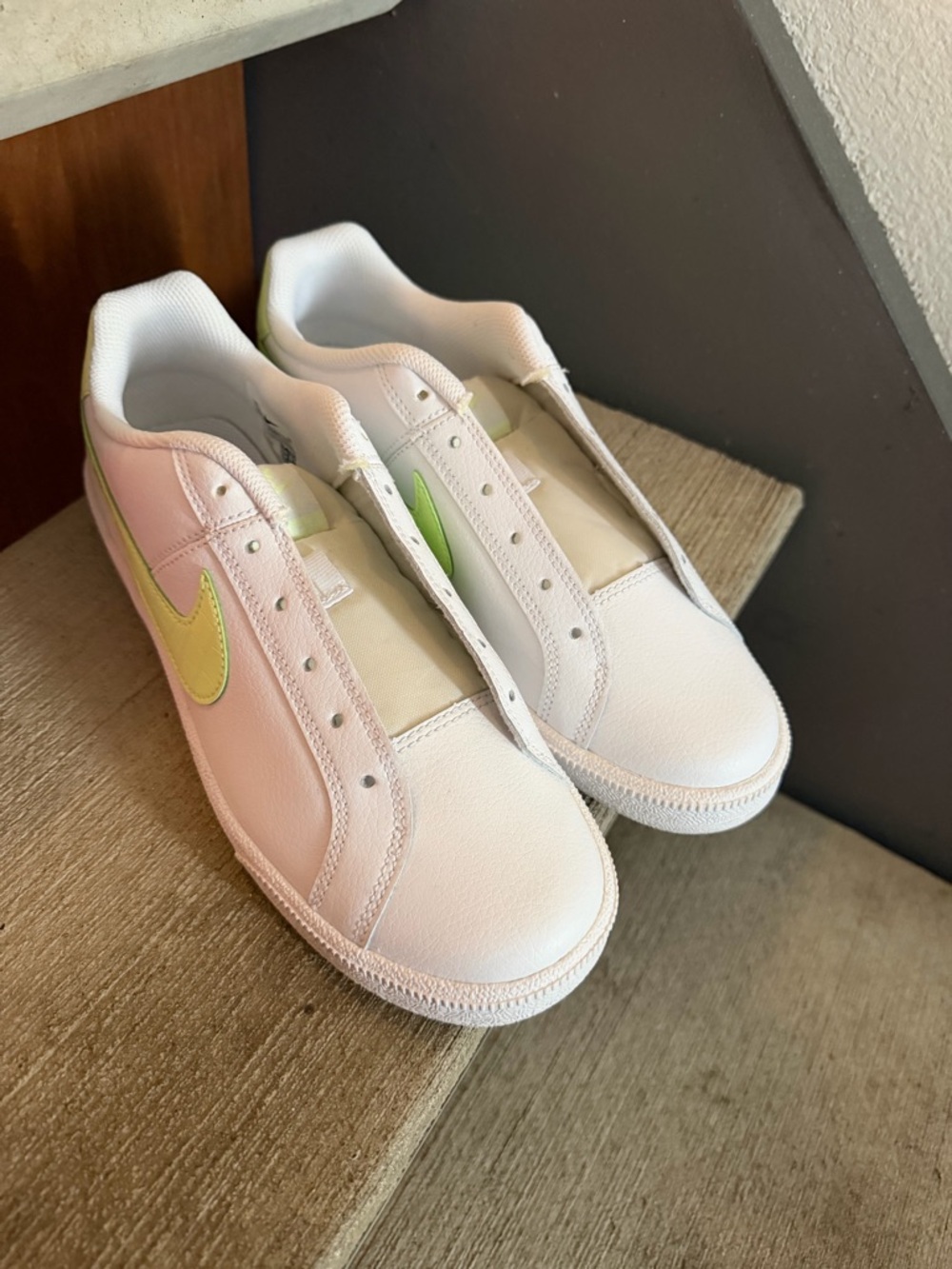 Nike Court Royale Women’s White Sneakers with Lime Swoosh